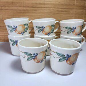 Corning Abundance Coffee Mug Set of 8 Beige Made in USA Mid Century Kitchen